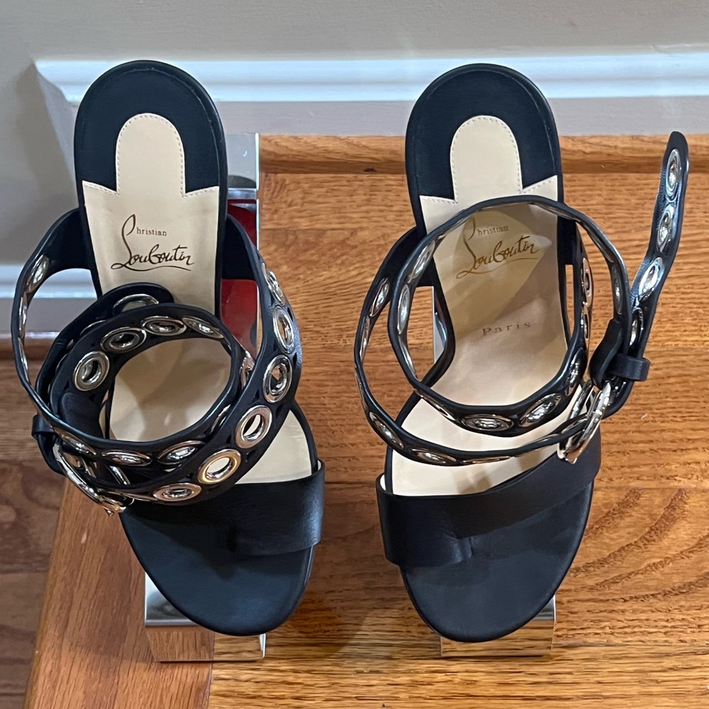 Christian Louboutin Black Heels with Silver Accents - Picture 2 of 7